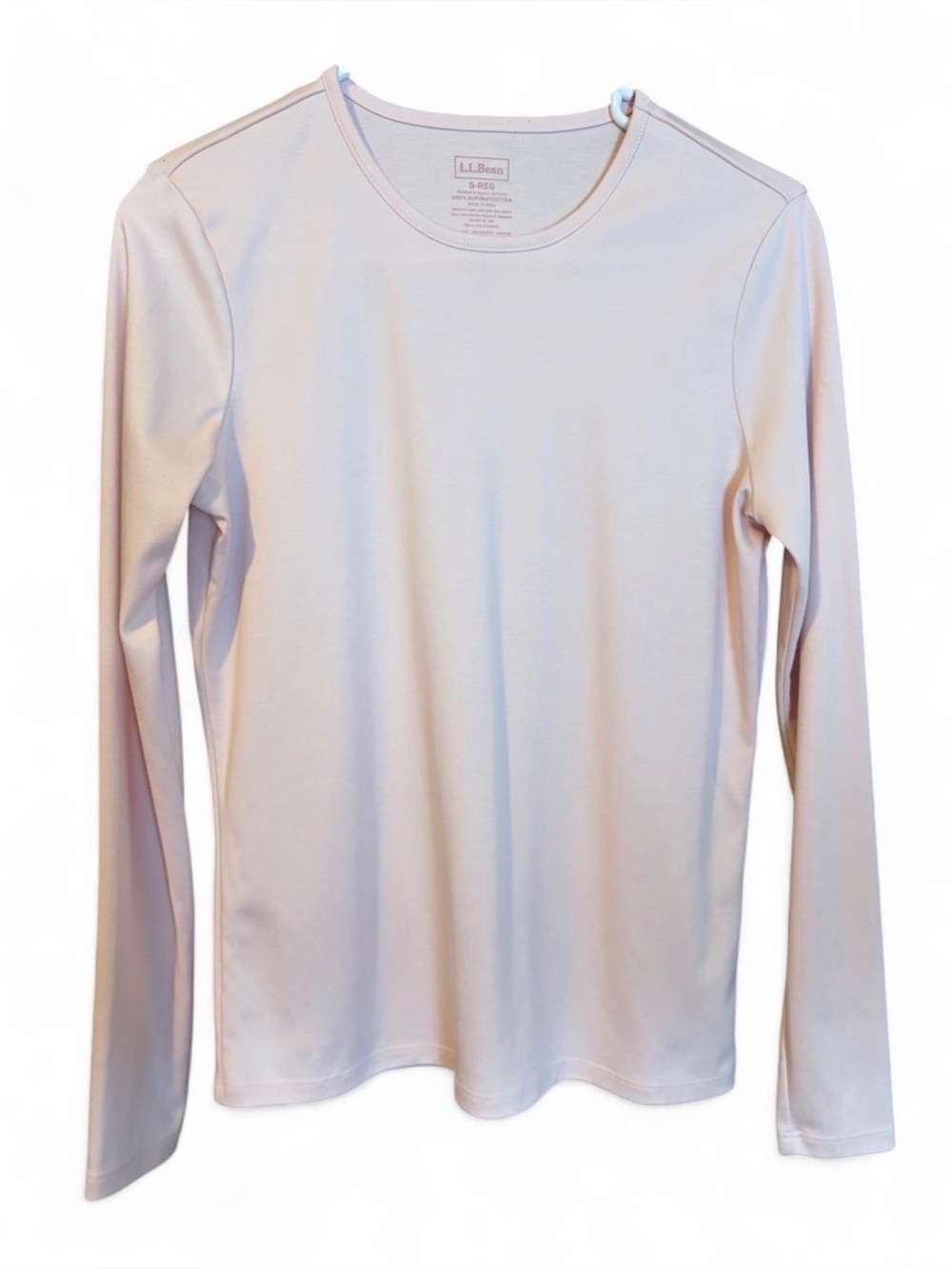 LL Bean Suprima cotton long sleeve top women’s size small light pink shirt